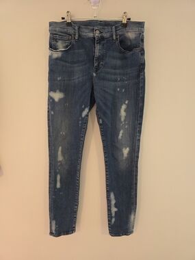 Polo by Ralph Lauren Women's Blue Bleach Pattern Tompkins Skinny Jeans